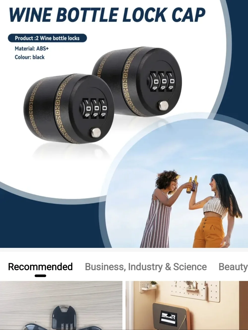 3 Digit Combination Wine Bottle Lock Cap Set Of 2